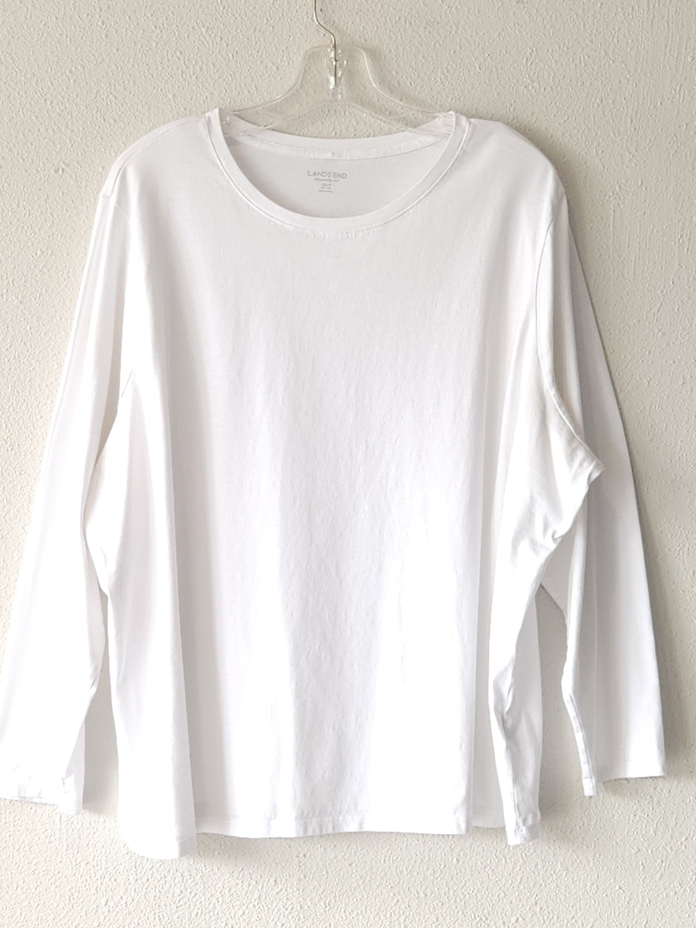 Lands' End White Long-Sleeve Crew Tee PETITE PLUS SIZE 2X/P